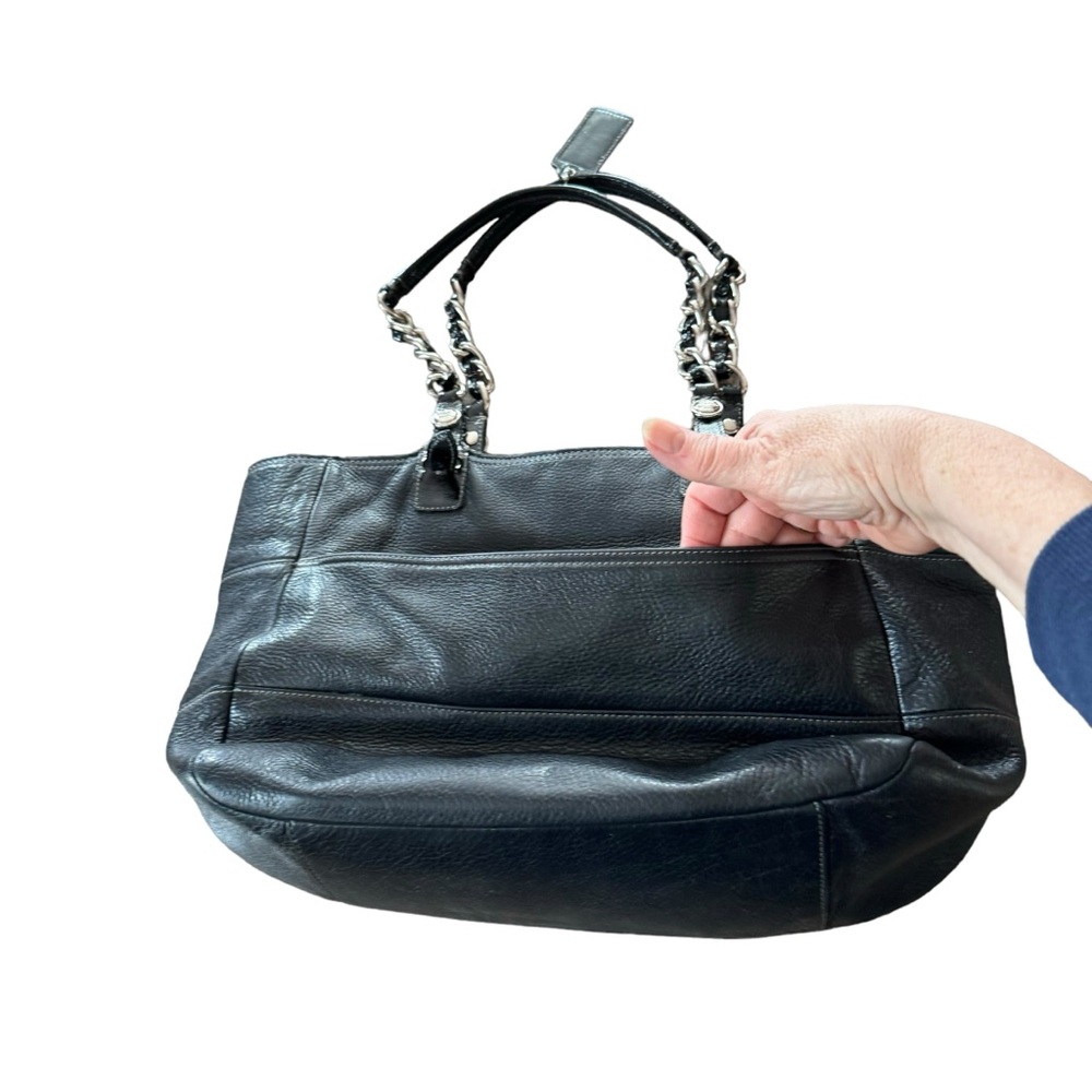 Coach Black Pebbled Leather Madison Tribeca East West Bag Chain/Leather Handles - Picture 12 of 15